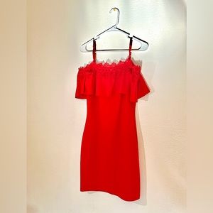 Sleeveless Red Dress w/ Shoulder Lining Lace